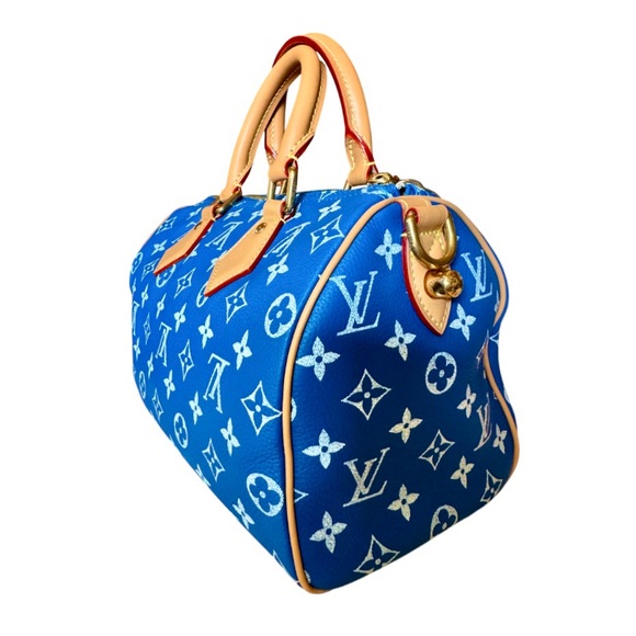 đLOUIS VUITTON RUNWAY Calfskin Monogram Speedy P9 Bandouliere 25 BLUE-GIFTABLE - Picture 7 of 15